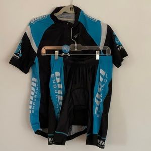 Unused Large Blue & Black Rocket Science Cycling Jersey & Triathlon Shorts